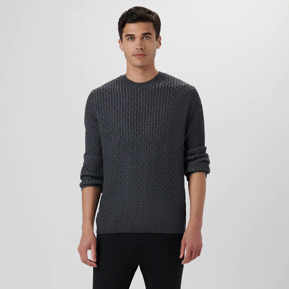 Bugatchi - Diamond Stitch Crew Neck Sweater - Chalk