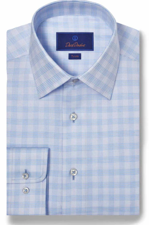 david donahue dress shirt review David Donahue Sky & Blue Twill Check Dress Shirt – Savile Lane