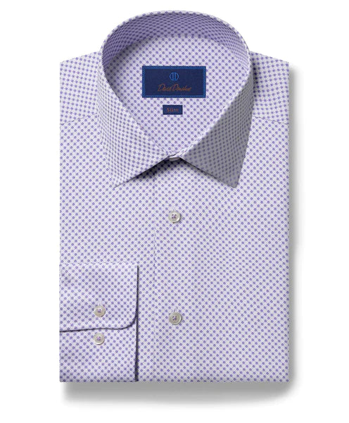 David Donahue Lilac Diamond Print Dress Shirt Savile Lane David Donahue Lilac Diamond Print Dress Shirt Savile Lane