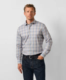 David Donahue Dune & Blue Plaid Knit Sport Shirt