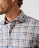 David Donahue Dune & Blue Plaid Knit Sport Shirt