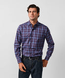 David Donahue Navy & Merlot Check Sport Shirt
