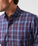 David Donahue Navy & Merlot Check Sport Shirt