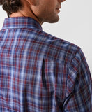 David Donahue Navy & Merlot Check Sport Shirt