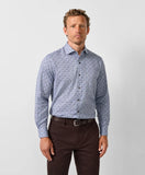 David Donahue Blue & Chocolate Floral Sport Shirt