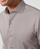 David Donahue Olive Geometric Sport Shirt