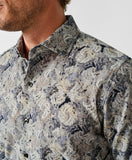 David Donahue Charcoal & Multi Botanical Corduroy Sport Shirt
