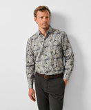 David Donahue Charcoal & Multi Botanical Corduroy Sport Shirt