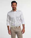 David Donahue White & Sand Neat Print Sport Shirt