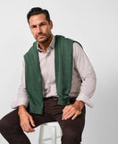 David Donahue Chocolate & White Check Knit Sport Shirt