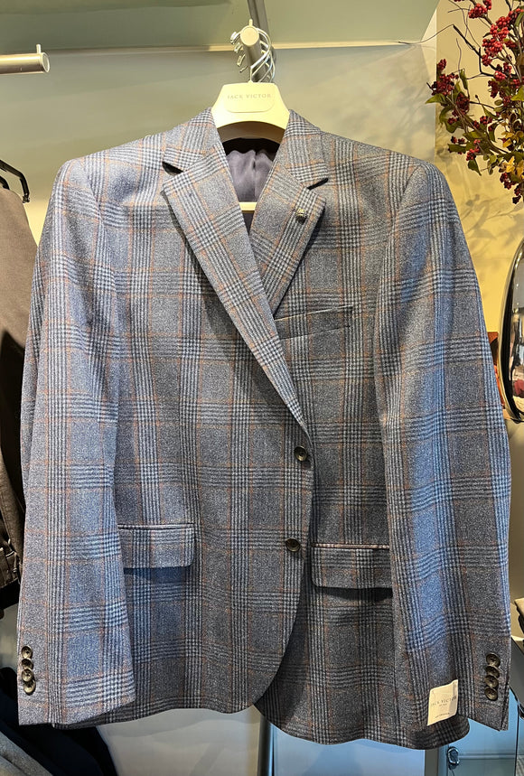 Jack Victor Conway SPJ Blue and Brown Glen Plaid Sport Coat