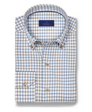 David Donahue Dune & Blue Twill Check Sport Shirt