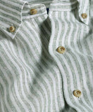 David Donahue Sage Linen Stripe Sport Shirt
