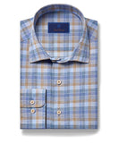 David Donahue Blue & Dune Plaid Linen Shirt