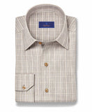 David Donahue Pearl Cotton-Cashmere Herringbone Check Sport Shirt