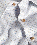 David Donahue White & Sand Neat Print Sport Shirt