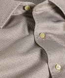 David Donahue Chocolate & White Check Knit Sport Shirt