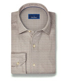 David Donahue Chocolate & White Check Knit Sport Shirt