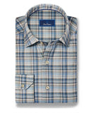 David Donahue Dune & Blue Plaid Knit Sport Shirt