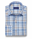 David Donahue Blue & Dune Linen Check Sport Shirt
