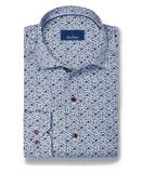 David Donahue Blue & Chocolate Floral Sport Shirt