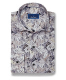 David Donahue Charcoal & Multi Botanical Corduroy Sport Shirt
