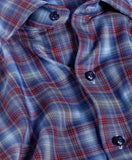 David Donahue Navy & Merlot Check Sport Shirt