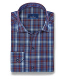 David Donahue Navy & Merlot Check Sport Shirt