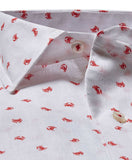 David Donahue Red Crab Print Short Sleeve Shirt