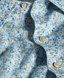 David Donahue Sage & Multi Floral Linen Blend Short Sleeve Shirt