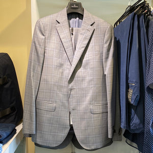 Paul Betenly Grey/Light Blue Windowpane Suit