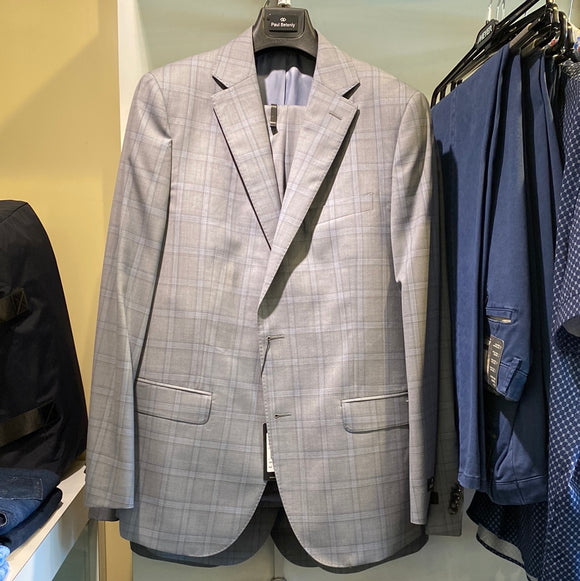 Paul Betenly Grey/Light Blue Windowpane Suit