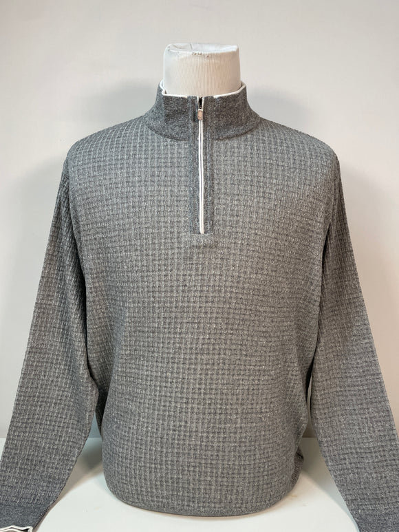 St. Croix Dove Lin/Ctn Cable Knit Quarter-zip Pullover