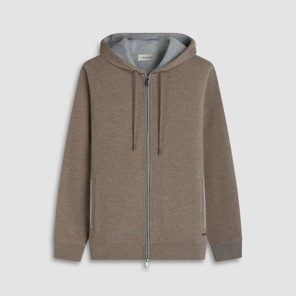 Bugatchi Heathered Pique Full Zip Hoodie