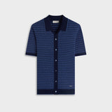 Bugatchi Two-Tone Honeycomb Button-Front Short-Sleeve Sweater