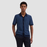 Bugatchi Two-Tone Honeycomb Button-Front Short-Sleeve Sweater