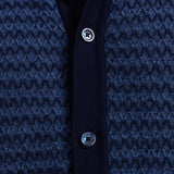 Bugatchi Two-Tone Honeycomb Button-Front Short-Sleeve Sweater