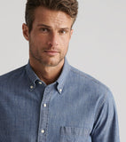 Peter Millar Tamworth Chambray Cotton-Stretch Sport Shirt