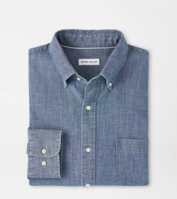Peter Millar Tamworth Chambray Cotton-Stretch Sport Shirt