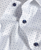 David Donahue White & Blue Neat Print Dress Shirt