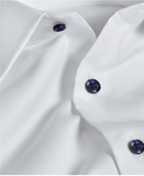 David Donahue Super Fine Twill with Navy Buttons Dress Shirt-Slim
