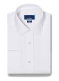 David Donahue White Broadcloth French Cuff Dress Shirt-Trim