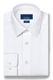 David Donahue White Twill Stretch Dress Shirt-Slim