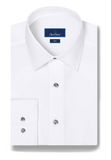 David Donahue Super Fine Twill with Gray Buttons Dress Shirt-Trim