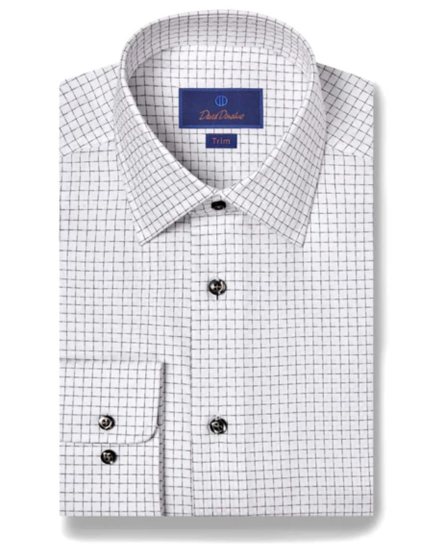 david donahue black dress shirt DAVID DONAHUE Black Slim Fit Cotton Dress Shirt Size 15 34/35 MSRP $155