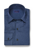 David Donahue Navy Tonal Print Sport Shirt