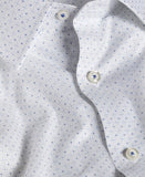 David Donahue White & Blue Micro Neat Print Stretch Dress Shirt
