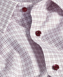 David Donahue White & Merlot Dobby Check Dress Shirt