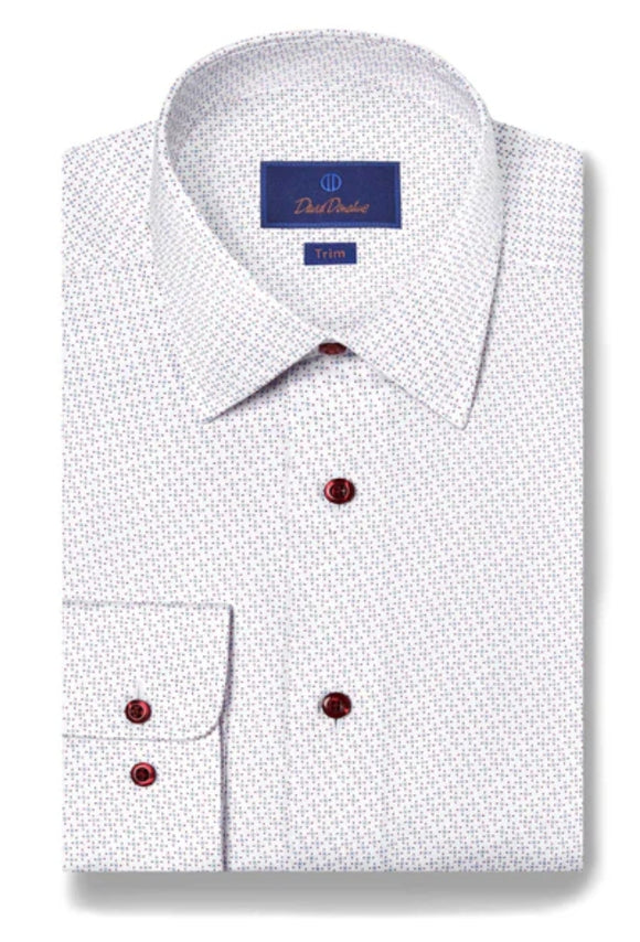David Donahue Blue & Berry Micro Print Dress Shirt