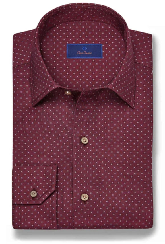 David Donahue Merlot Micro Print Sport Shirt